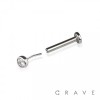 GOLD PVD IMPLANT GRADE TITANIUM BEZEL SET CZ TOP PUSH IN THREADLESS LABRET